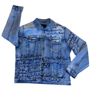Waimea Men’s Denim Graffiti Truckers Jacket Size Medium